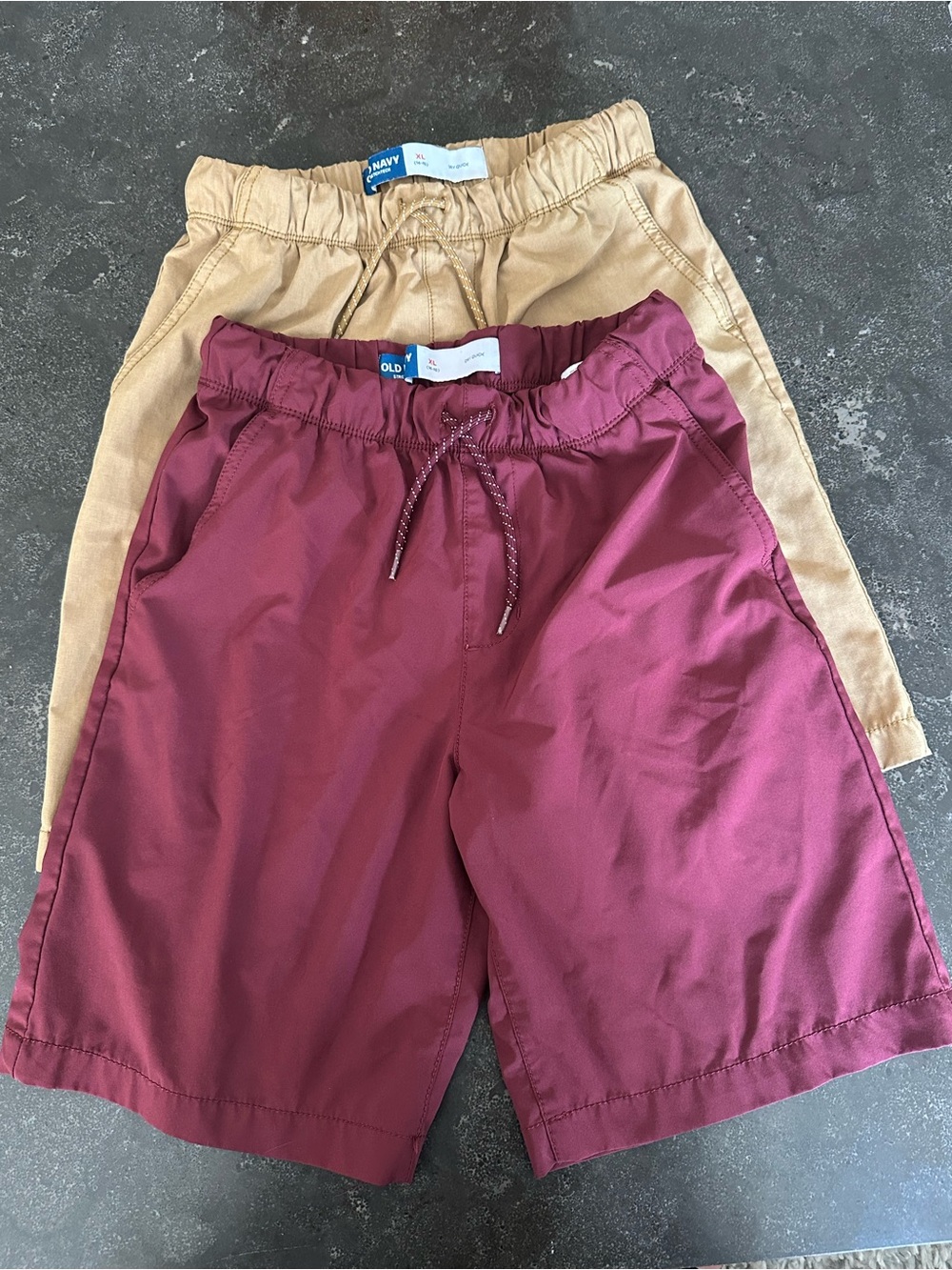 2pair set- Old Navy Boys Elastic Drawstring Shorts - Gold Burgundy